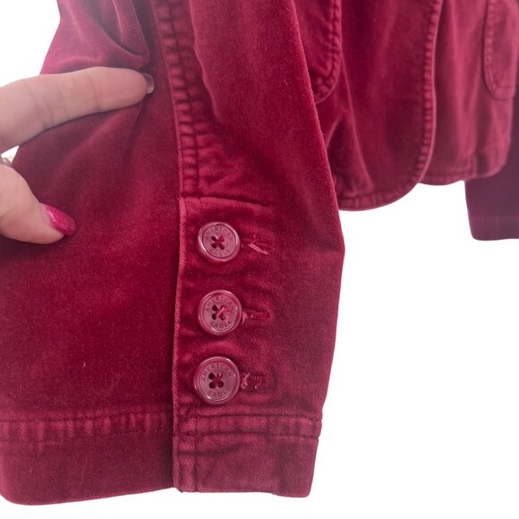 American Eagle Outfitters Velvet Wine Blazer L Adjust Sides Button Cuffs Pockets - Picture 11 of 16